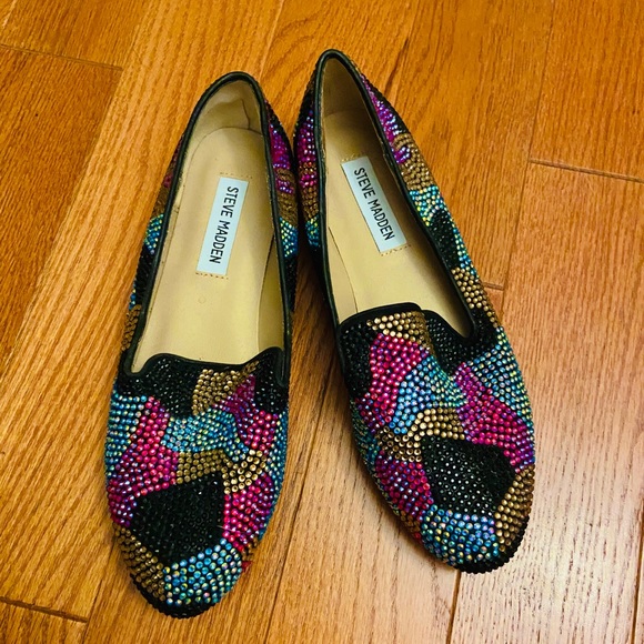 💖🦋 NWOT Rainbow Crystal Loafers by Steve Madden - Picture 2 of 8